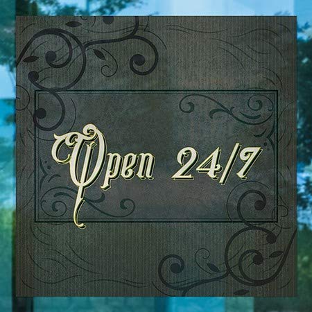 CGSignLab | פתוח 24/7 -Victorian Frame נצמד חלון | 24 x24